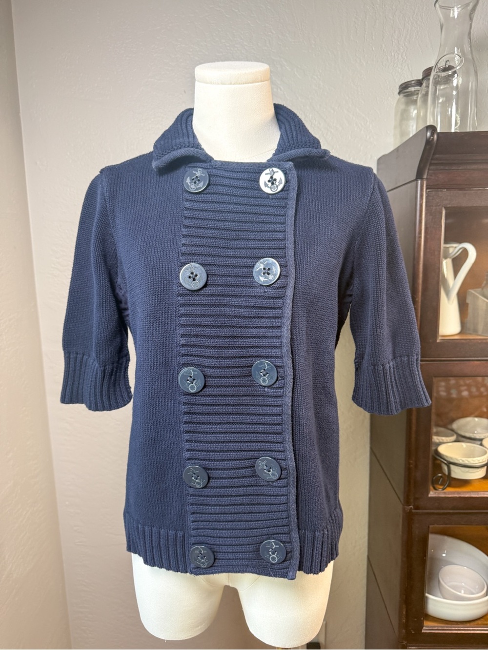 Lauren Jeans Co. Ralph Lauren Nautical Anchor Button Knit Cardigan Size M